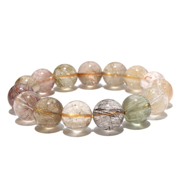 画像5: ブレス　MIXルチルクォーツ＜ブラジル産＞　丸　約14.5mm　金運　財運　ギャンブル運　パワーストーン　天然石　品番：18573 (5)