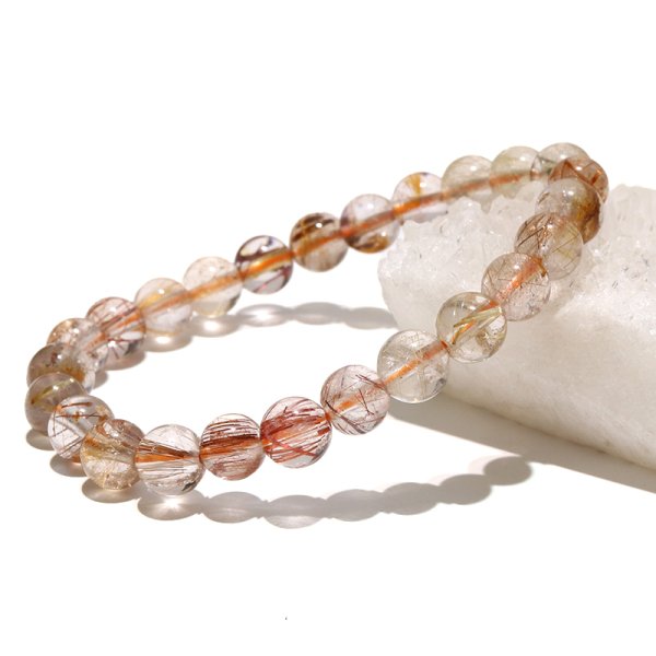 画像4: ブレス　MIXルチルクォーツ＜ブラジル産＞　丸　約7.5mm　金運　財運　ギャンブル運　パワーストーン　天然石　品番：18585 (4)