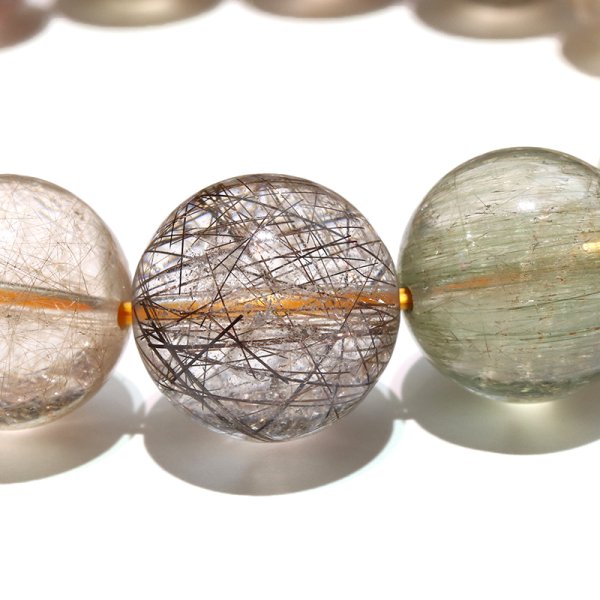 画像2: ブレス　MIXルチルクォーツ＜ブラジル産＞　丸　約14.5mm　金運　財運　ギャンブル運　パワーストーン　天然石　品番：18573 (2)