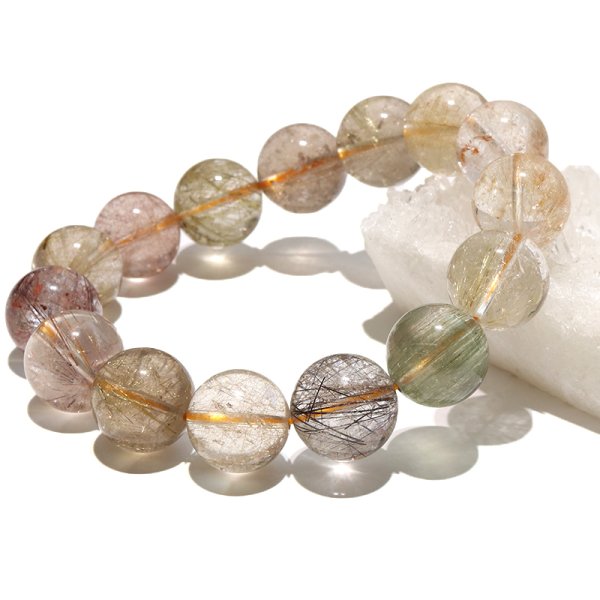 画像4: ブレス　MIXルチルクォーツ＜ブラジル産＞　丸　約14.5mm　金運　財運　ギャンブル運　パワーストーン　天然石　品番：18573 (4)