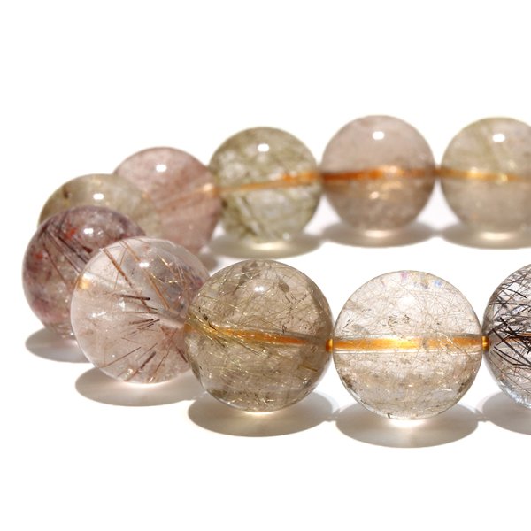 画像3: ブレス　MIXルチルクォーツ＜ブラジル産＞　丸　約14.5mm　金運　財運　ギャンブル運　パワーストーン　天然石　品番：18573 (3)