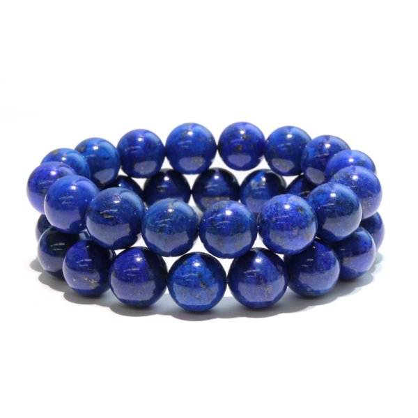 画像5: ブレス　ラピスラズリ＜アフガニスタン産＞　丸　約13mm　邪気を払う　判断力　直感力を高め　パワーストーン　天然石　※ポイント対象外　品番：18595 (5)