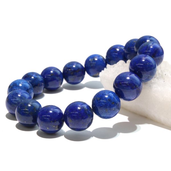 画像4: ブレス　ラピスラズリ＜アフガニスタン産＞　丸　約13mm　邪気を払う　判断力　直感力を高め　パワーストーン　天然石　※ポイント対象外　品番：18595 (4)