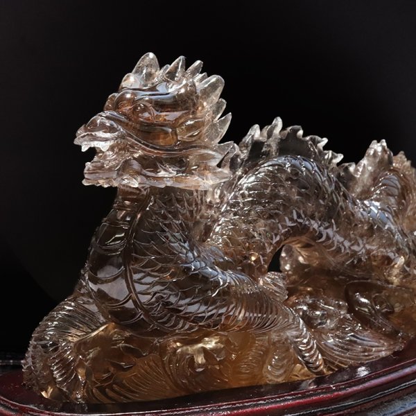 画像3: 【一点物】置物 天然スモーキーシトリン 龍 ブラジル産 台付き 品番:18657 (3)