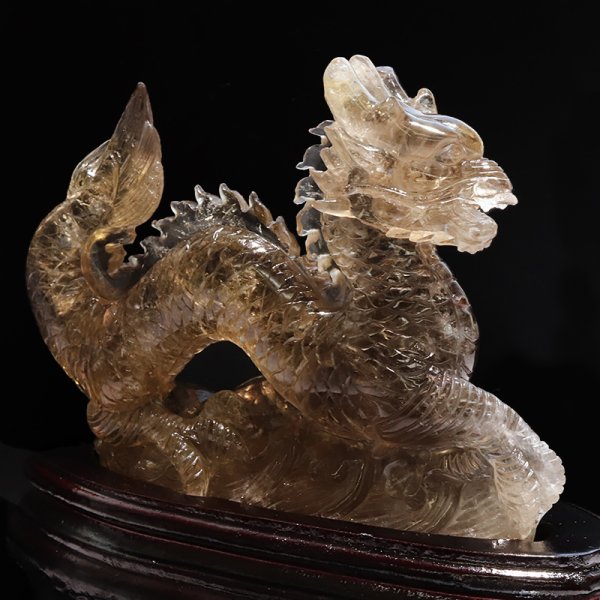 画像4: 【一点物】置物 天然スモーキーシトリン 龍 ブラジル産 台付き 品番:18660 (4)