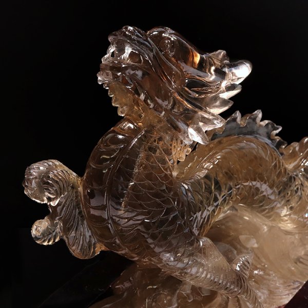 画像2: 【一点物】置物 天然スモーキーシトリン 龍 ブラジル産 台付き 品番:18661 (2)