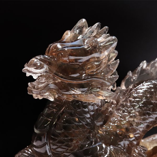 画像2: 【一点物】置物 天然スモーキーシトリン 龍 ブラジル産 台付き 品番:18657 (2)