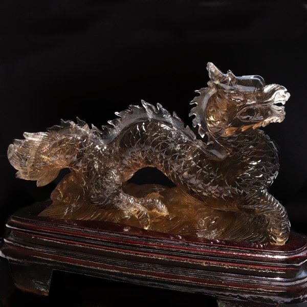 画像4: 【一点物】置物 天然スモーキーシトリン 龍 ブラジル産 台付き 品番:18657 (4)