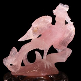 現品限り】【一点物】置物 ローズクォーツ 龍 台付き ケース付き 現品限り】【一点物】置物 ローズクォーツ 龍 台付き ケース付き