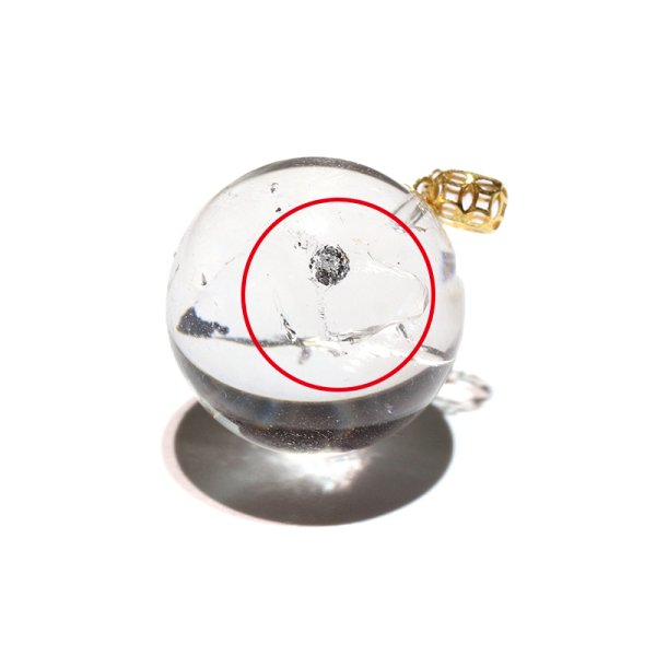 画像3: ペンダントトップ　水入り水晶　丸　約13ｍｍ　K18　ゴールド　品番：18876 (3)