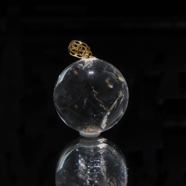 画像2: ペンダントトップ 水入り水晶 丸 約13mm K18 ゴールド 品番:18875 (2)