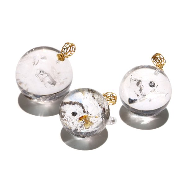 画像4: ペンダントトップ　水入り水晶　丸　約13ｍｍ　K18　ゴールド　品番：18876 (4)