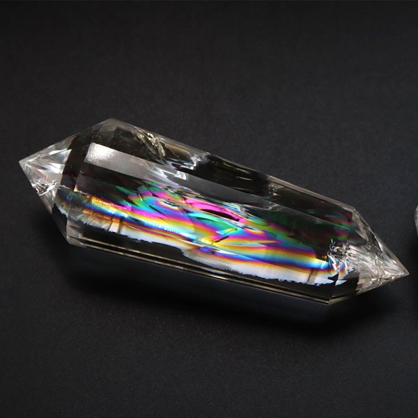 画像2: ヴォーゲルワンド アイリスクォーツ 約5.5〜6.5cm×約1.4〜2cm ブラジル産 フォーゲルワンド 両剣水晶 ダブルポイント 浄化アイテム 品番:18890 (2)
