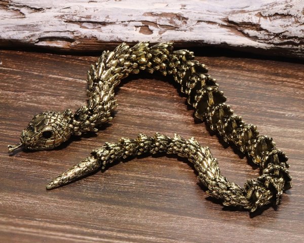 画像4: 真鍮蛇 大 蛇腹 風水 干支 巳 関節が動く インテリア 品番:18902 (4)