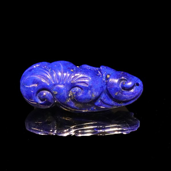 画像2: ペンダントトップ 如意 ラピスラズリ アフガニスタン産 穴あり 風水 品番:18911 (2)