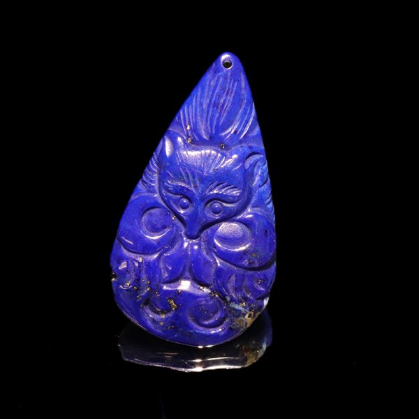 画像2: ペンダントトップ 九尾の狐 ラピスラズリ アフガニスタン産 穴あり 風水 品番:18906 (2)