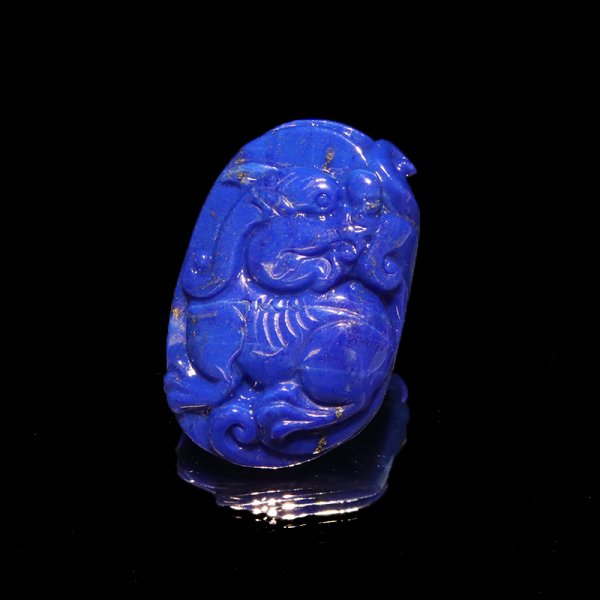 画像2: ペンダントトップ ヒキュウ ラピスラズリ アフガニスタン産 穴あり 貔貅 ひきゅう 風水 品番:18909 (2)
