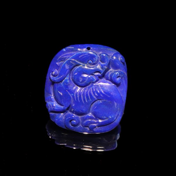 画像2: ペンダントトップ　ヒキュウ　ラピスラズリ　アフガニスタン産　穴あり　貔貅　ひきゅう　風水　品番：18910 (2)