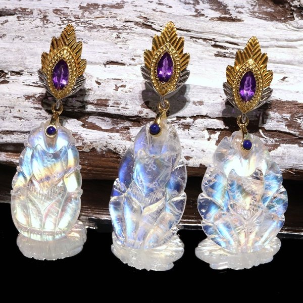 画像4: トップ　ホワイトラブラドライト(レインボームーンストーン)　九尾の狐　silver925　品番：19004 (4)