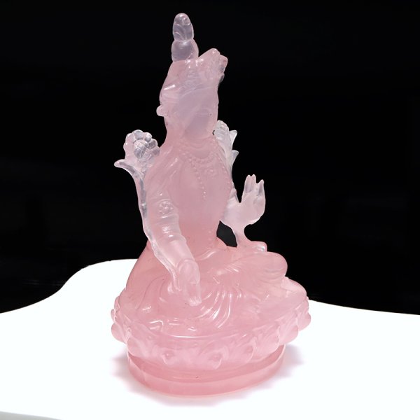 画像3: 【一点物】置物 ローズクォーツ グリーンターラ ブラジル産 菩薩 品番:19051 (3)