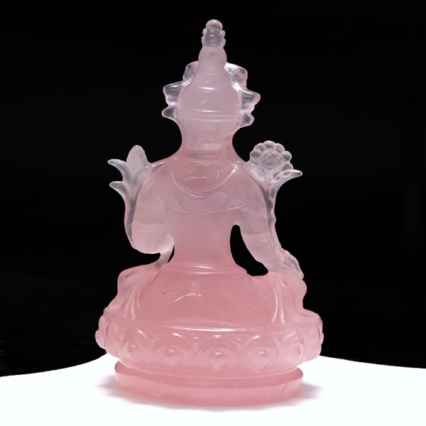 画像4: 【一点物】置物 ローズクォーツ グリーンターラ ブラジル産 菩薩 品番:19051 (4)