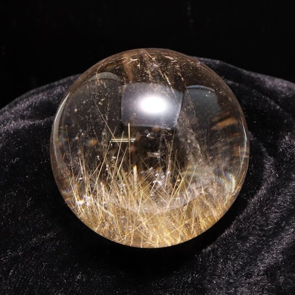 画像5: 【一点物】丸玉 ルチル入りマニハール水晶 インド マニハール地方産 約38mm ヒマラヤ水晶 品番:19083 (5)