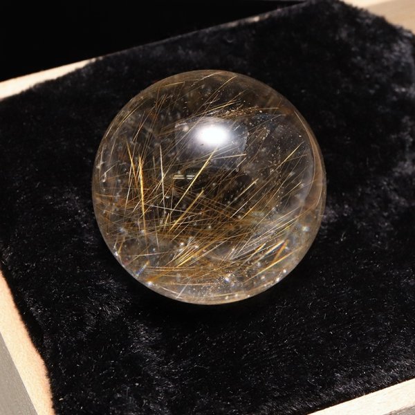 画像3: 【一点物】丸玉　ルチル入りマニハール水晶　インド　マニハール地方産　約31mm　桐箱入り　ヒマラヤ水晶　品番：19092 (3)
