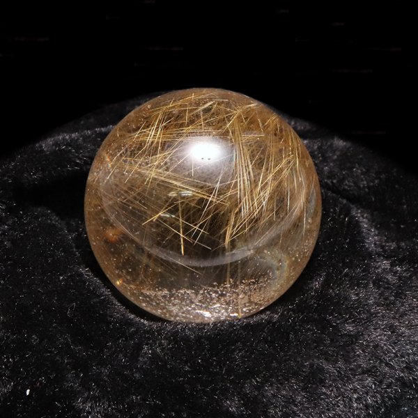 画像4: 【一点物】丸玉　ルチル入りマニハール水晶　インド　マニハール地方産　約33mm　桐箱入り　ヒマラヤ水晶　品番：19091 (4)