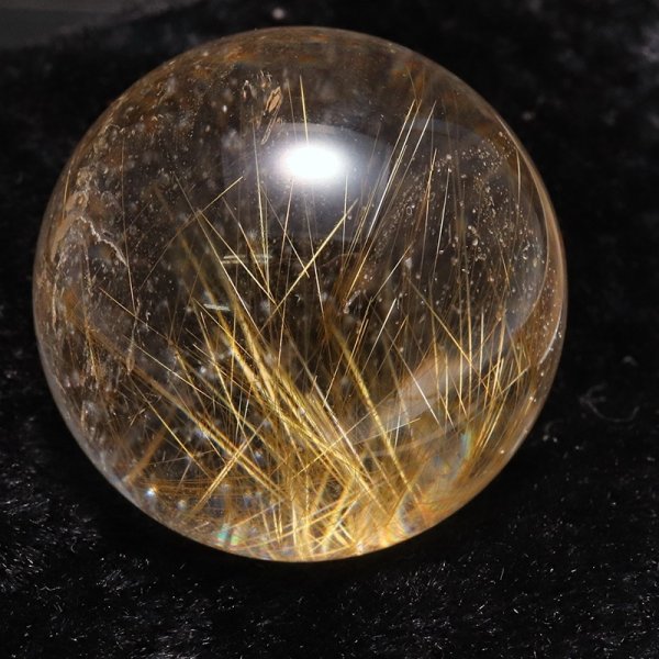 画像2: 【一点物】丸玉　ルチル入りマニハール水晶　インド　マニハール地方産　約31mm　桐箱入り　ヒマラヤ水晶　品番：19092 (2)