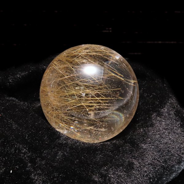 画像4: 【一点物】丸玉　ルチル入りマニハール水晶　インド　マニハール地方産　約34mm　桐箱入り　ヒマラヤ水晶　品番：19089 (4)