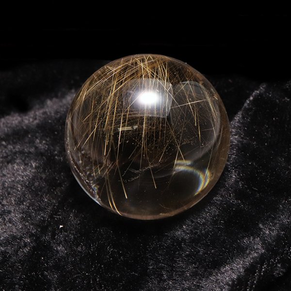 画像4: 【一点物】丸玉 ルチル入りマニハール水晶 インド マニハール地方産 約28mm 桐箱入り ヒマラヤ水晶 品番:19096 (4)