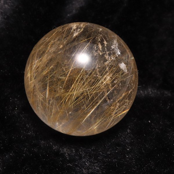 画像2: 【一点物】丸玉　ルチル入りマニハール水晶　インド　マニハール地方産　約24mm　桐箱入り　ヒマラヤ水晶　品番：19103 (2)