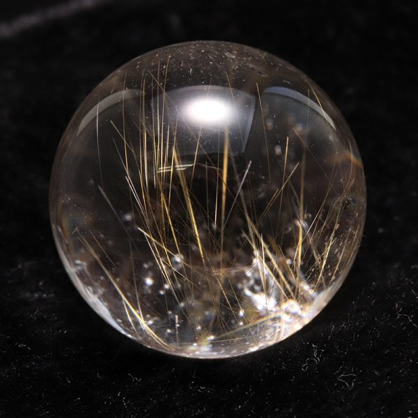 画像2: 【一点物】丸玉　ルチル入りマニハール水晶　インド　マニハール地方産　約22mm　桐箱入り　ヒマラヤ水晶　品番：19107 (2)