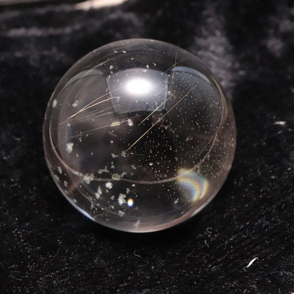 画像2: 【一点物】丸玉 ルチル入りマニハール水晶 インド マニハール地方産 約24mm 桐箱入り ヒマラヤ水晶 品番:19111 (2)