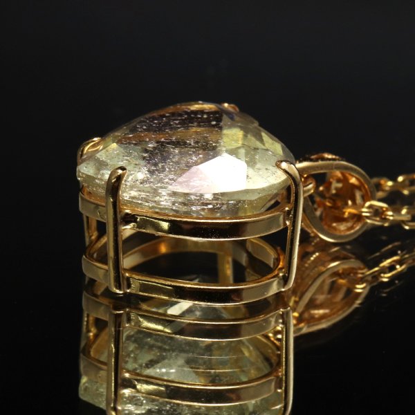 画像3: ペンダントトップ リビアングラス ハートカット 約15.5×15mm エジプト産 silver925 K18メッキ 品番:19115 (3)