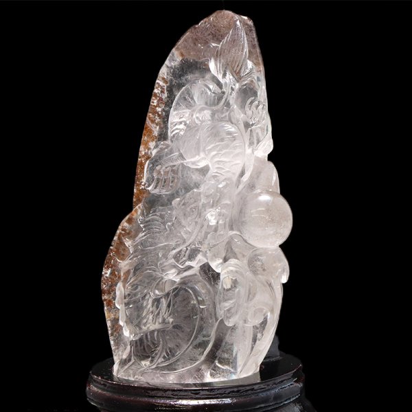 画像3: 【一点物】彫り物　ガーデンクォーツ　龍　ブラジル産　台付き　品番：19213 (3)