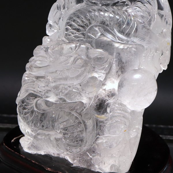 画像2: 【一点物】彫り物 水晶 龍 ブラジル産 台付き 品番:19231 (2)