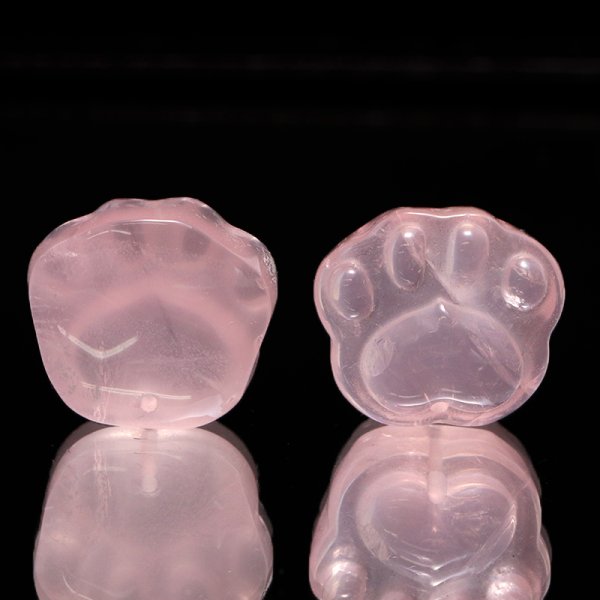 画像2: 天然石パーツ 肉球 ローズクォーツ 約1.6cm×約1.4cm 品番:19251 (2)