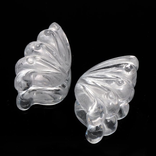 画像2: 天然石パーツ 蝶々 セット 水晶 横穴 約3〜3.2cm×約2〜2.5cm 品番:19254 (2)