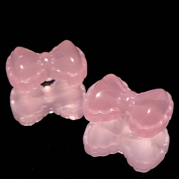 画像2: 天然石パーツ リボン ローズクォーツ 横穴 約2.7〜3cm×約2.1〜2.3cm 品番:19256 (2)