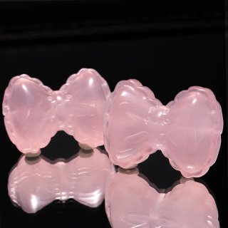 天然石パーツ 九尾の狐 ローズクォーツ 縦穴 約2.2cm×約2.1cm 品番