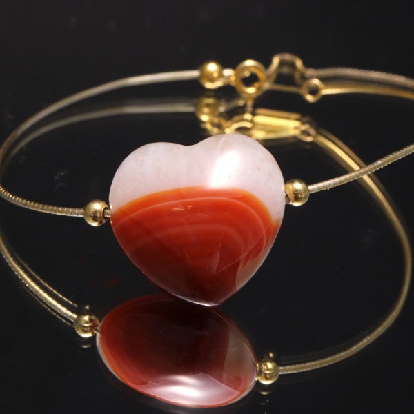 画像3: 天然石パーツ　ハート　カーネリアンシリカ　横穴　約2cm×約2cm　品番：19259 (3)