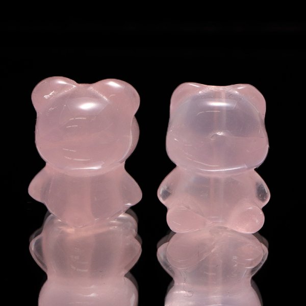 画像2: 天然石パーツ 熊(くま) ローズクォーツ 縦穴 約1.3cm×約1.7cm 品番:19249 (2)