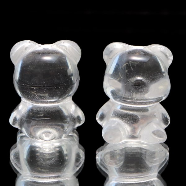 画像2: 天然石パーツ 熊(くま) 水晶 横穴 約1.3cm×約1.7cm 品番:19248 (2)
