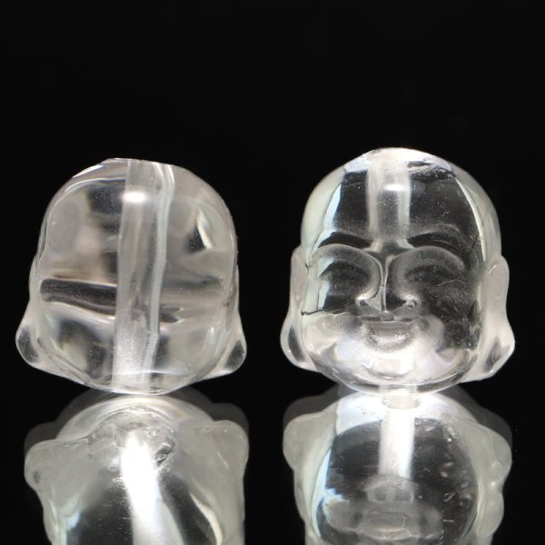 画像2: 天然石パーツ 布袋様 水晶 縦穴 約1.3cm×約1.3cm 品番:19252 (2)