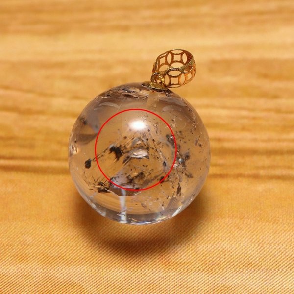 画像3: ペンダントトップ　水入り水晶　丸　約13ｍｍ　K18　ゴールド　品番：19264 (3)