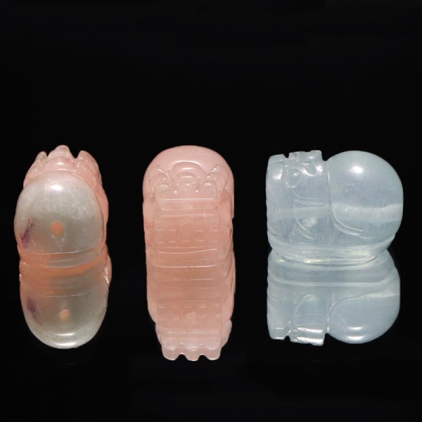 画像3: 天然石パーツ 貔貅(ヒキュウ) MIXベリル 横穴 約1〜1.2cm×約1.5〜1.8cm 品番:19260 (3)