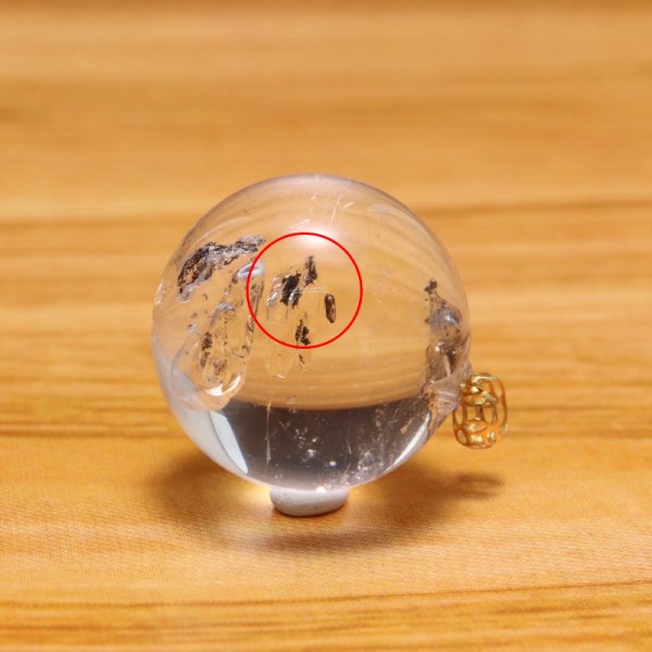 画像2: ペンダントトップ 水入り水晶 丸 約15.5mm K18 ゴールド 品番:19262 (2)