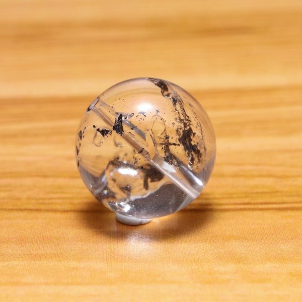 画像2: バラ石 水入り水晶 丸 約13〜14mm 穴あり 品番:18882 (2)