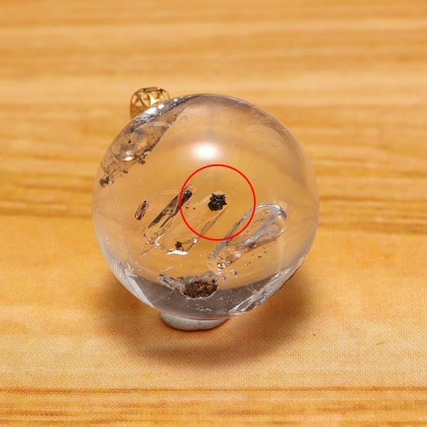 画像3: ペンダントトップ 水入り水晶 丸 約15.5mm K18 ゴールド 品番:19262 (3)